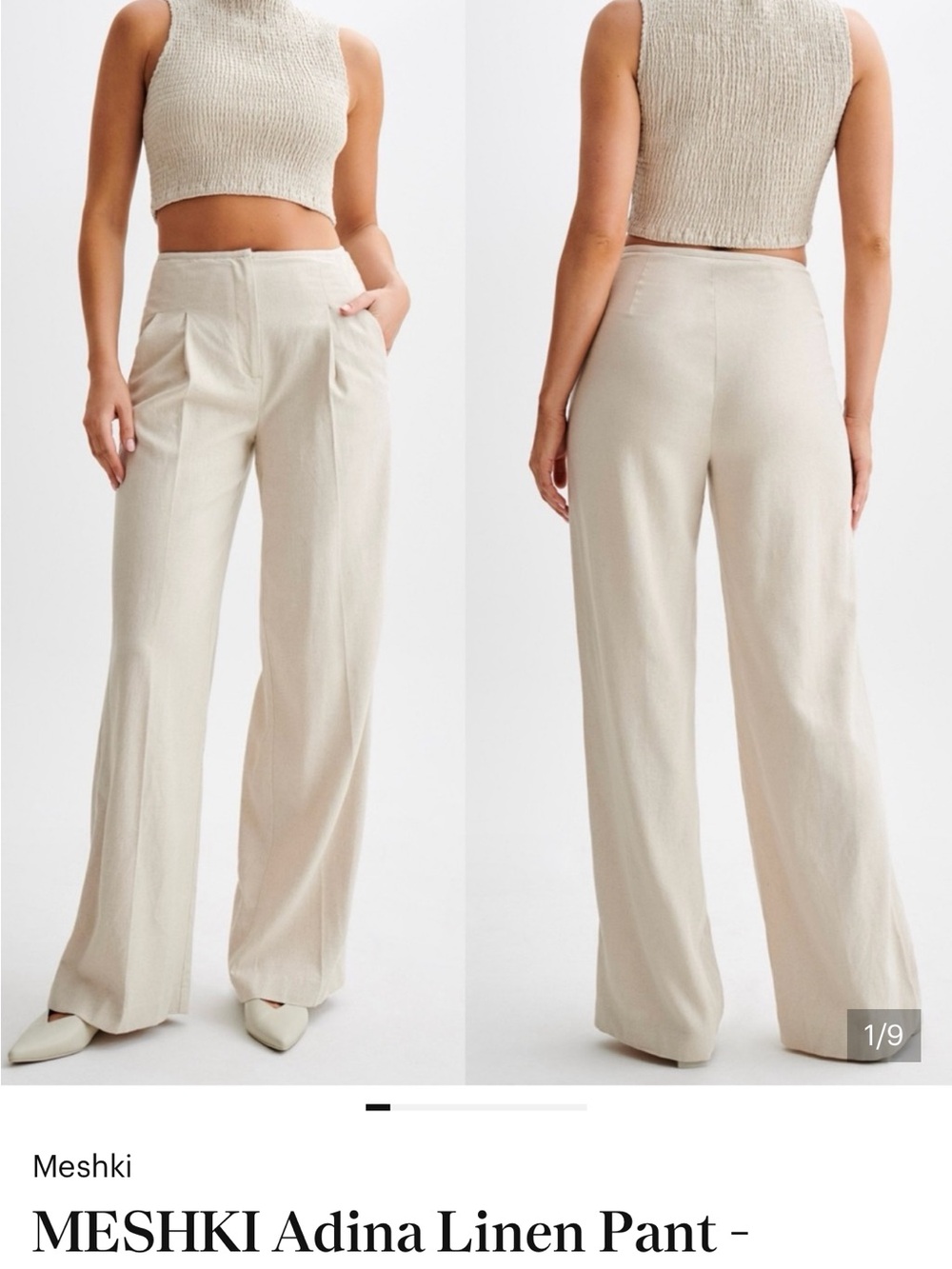 MESHKI Adina Linen Pants in White